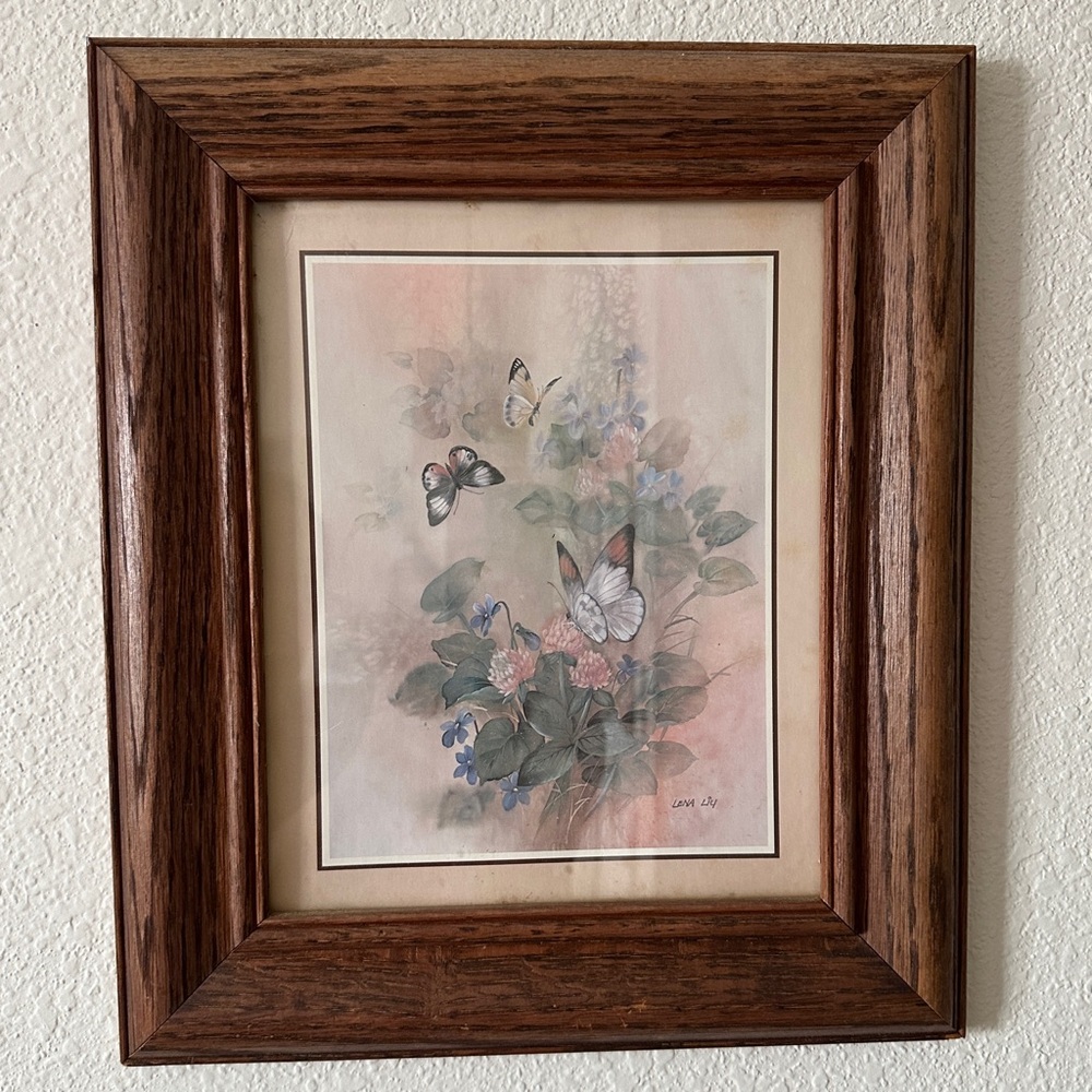 VINTAGE Framed Print “Butterflies and Wild Flowers" by Lena Liu